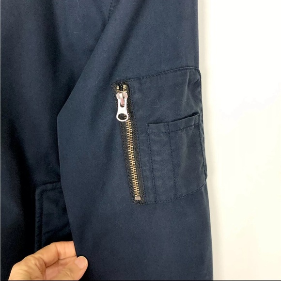 Everlane Uniform The Bomber Jacket Navy Blue Full Zip Magnetic Pockets Mens - Picture 4 of 4